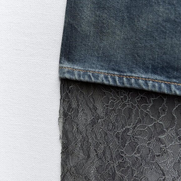 Zara LACE TRIM DENIM DRESS Size M NEW WITH TAG! - Picture 15 of 15